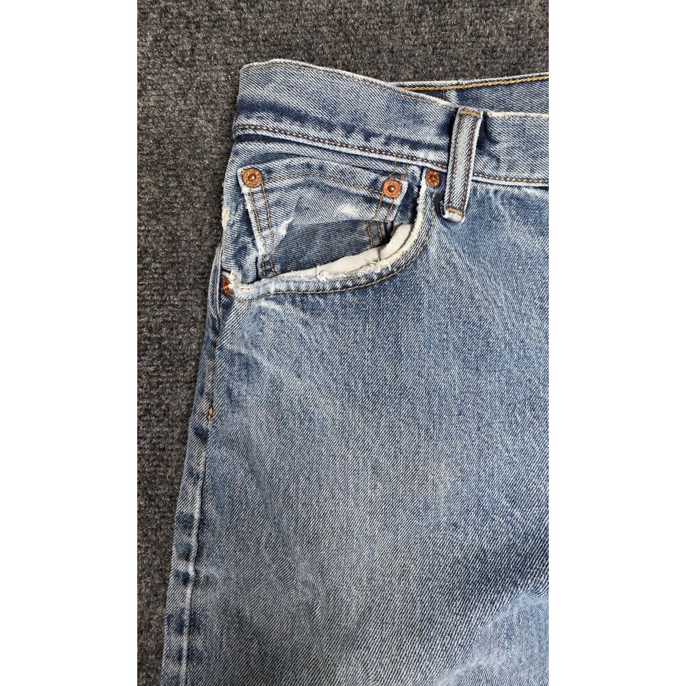 Levi's 501 Men's Jeans 36x34 Light Wash Heavily Distressed As-Is Button Fly